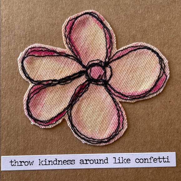 Handmade Greeting Cards Set of Two Whimsical Embroidered Flower on Cardstock - Picture 4 of 4